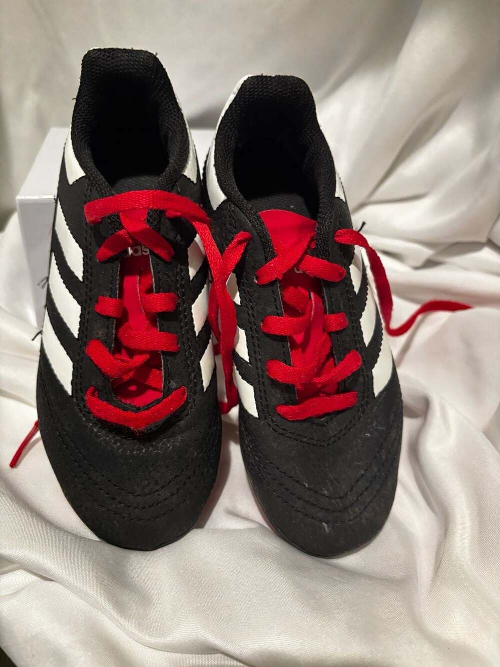 Youth Soccer Cleats Black White Red Size 12K